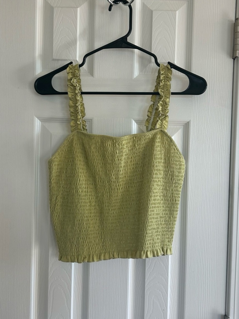 Smocked Green Cropped Tank Top